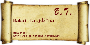 Bakai Tatjána névjegykártya